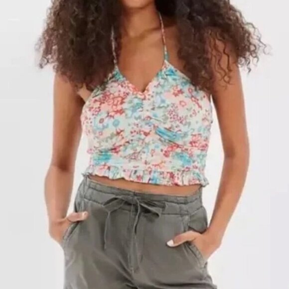 American Eagle Outfitters Women's Multi Floral Crop Top XL - Picture 2 of 9